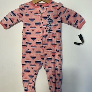 Tommy Hilfiger Coral, Navy & White Striped Baby Footed Pajamas